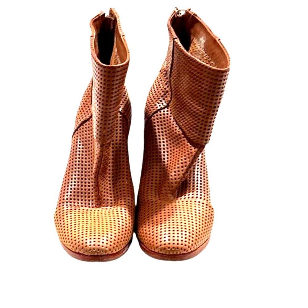 Rag & Bone Leather Ankle Boots Tan Cognac Block Heel Women’s US 6.5-7